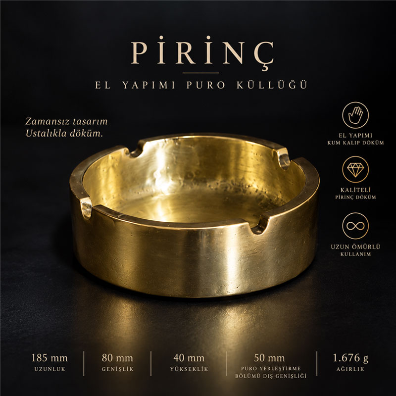 El Yapımı Pirinç Döküm Küllük