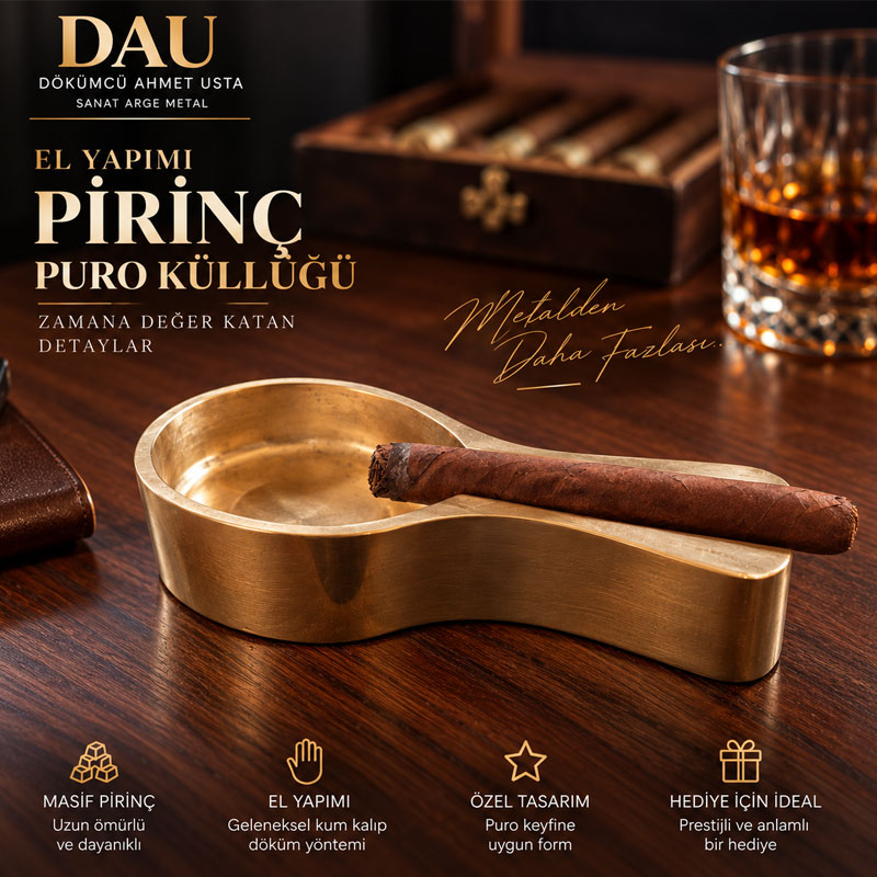 El Yapımı Lüks Puro Küllüğü – Pirinç Döküm